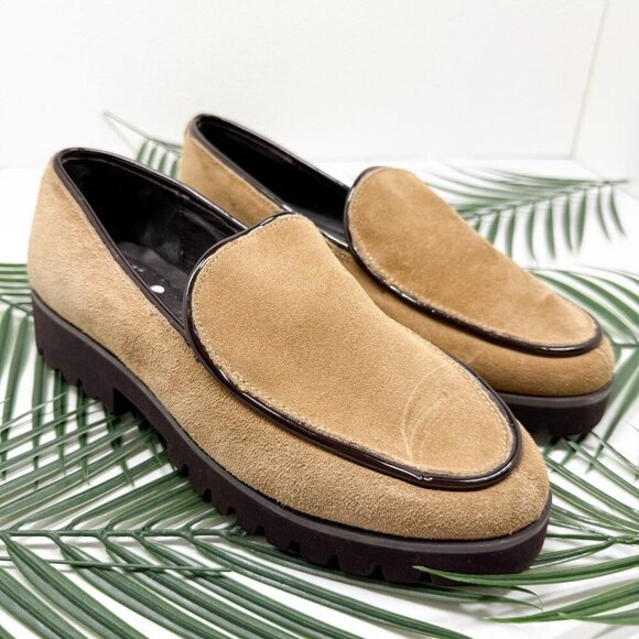 Donald Pliner Eclipse Loafers 7.5 Women’s Suede Leather Brown Chunky Slip On - Picture 1 of 11